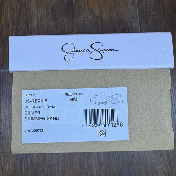 Jessica Simpson Rexile Size 6 Silver Shimmer Studded Platform Sandals - Picture 13 of 14